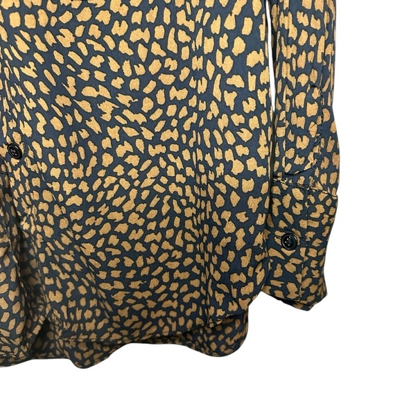 Zara Long Sleeve Blouse Black Brown Size Small - Picture 9 of 12